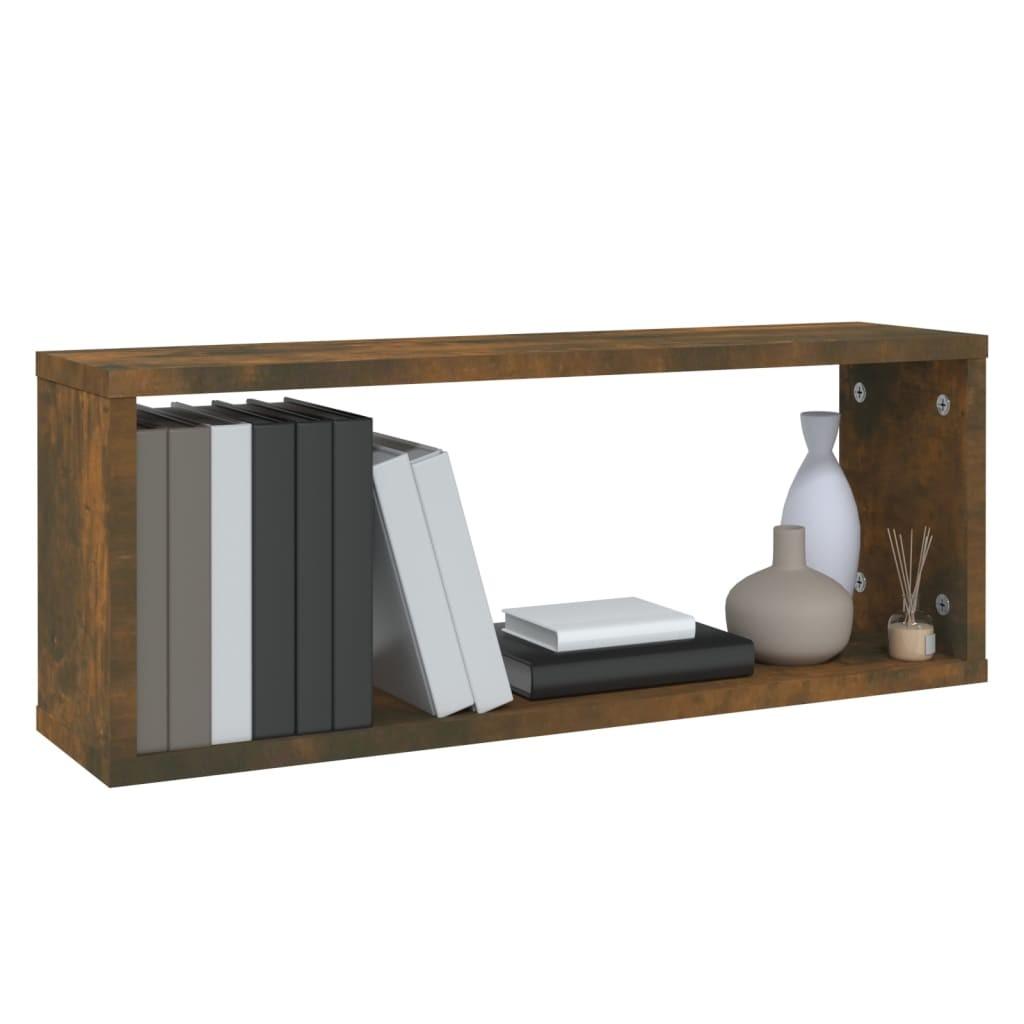 Væghylder 4 stk. 60x15x23 cm konstrueret træ røget egetræ