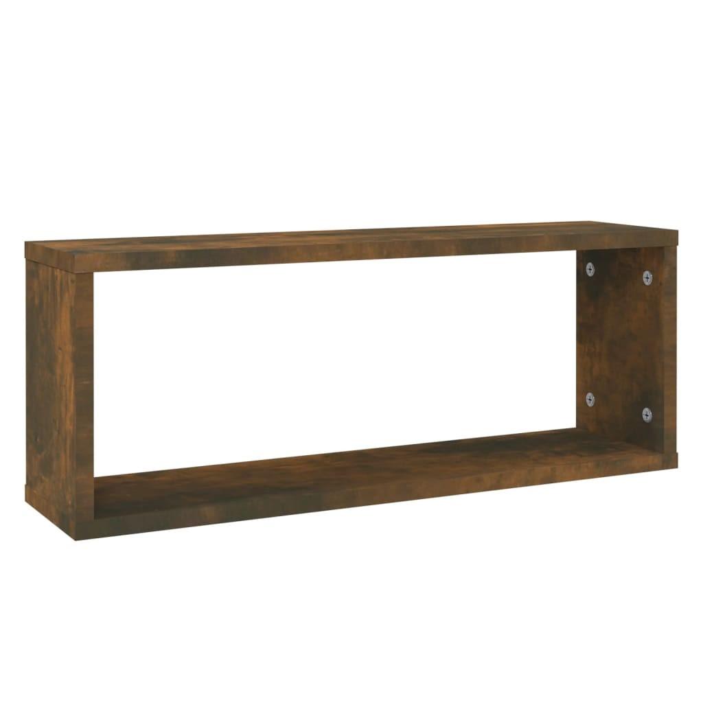 Væghylder 6 stk. 60x15x23 cm konstrueret træ røget egetræ