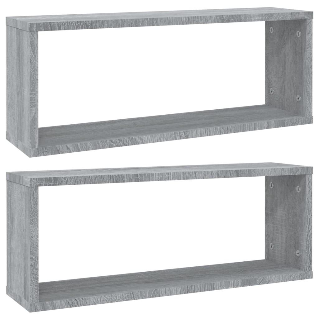 Væghylder 2 stk. 60x15x23 cm konstrueret træ grå sonoma-eg