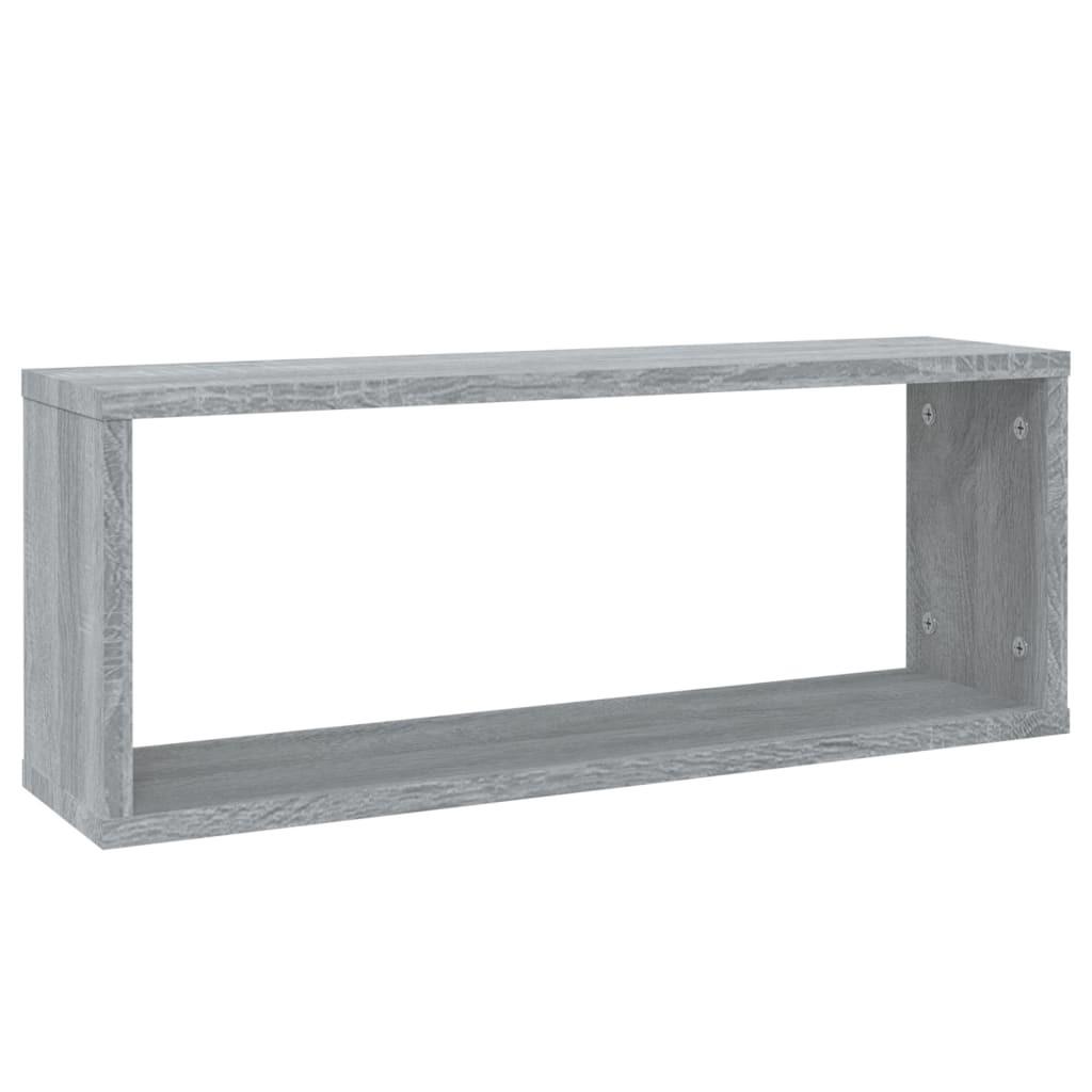 Væghylder 2 stk. 60x15x23 cm konstrueret træ grå sonoma-eg