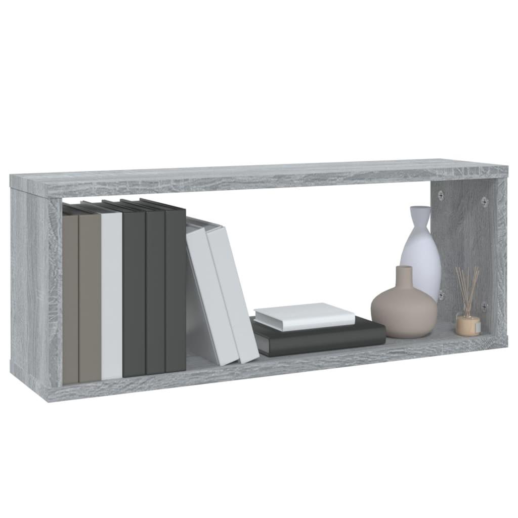Væghylder 6 stk. 60x15x23 cm konstrueret træ grå sonoma-eg