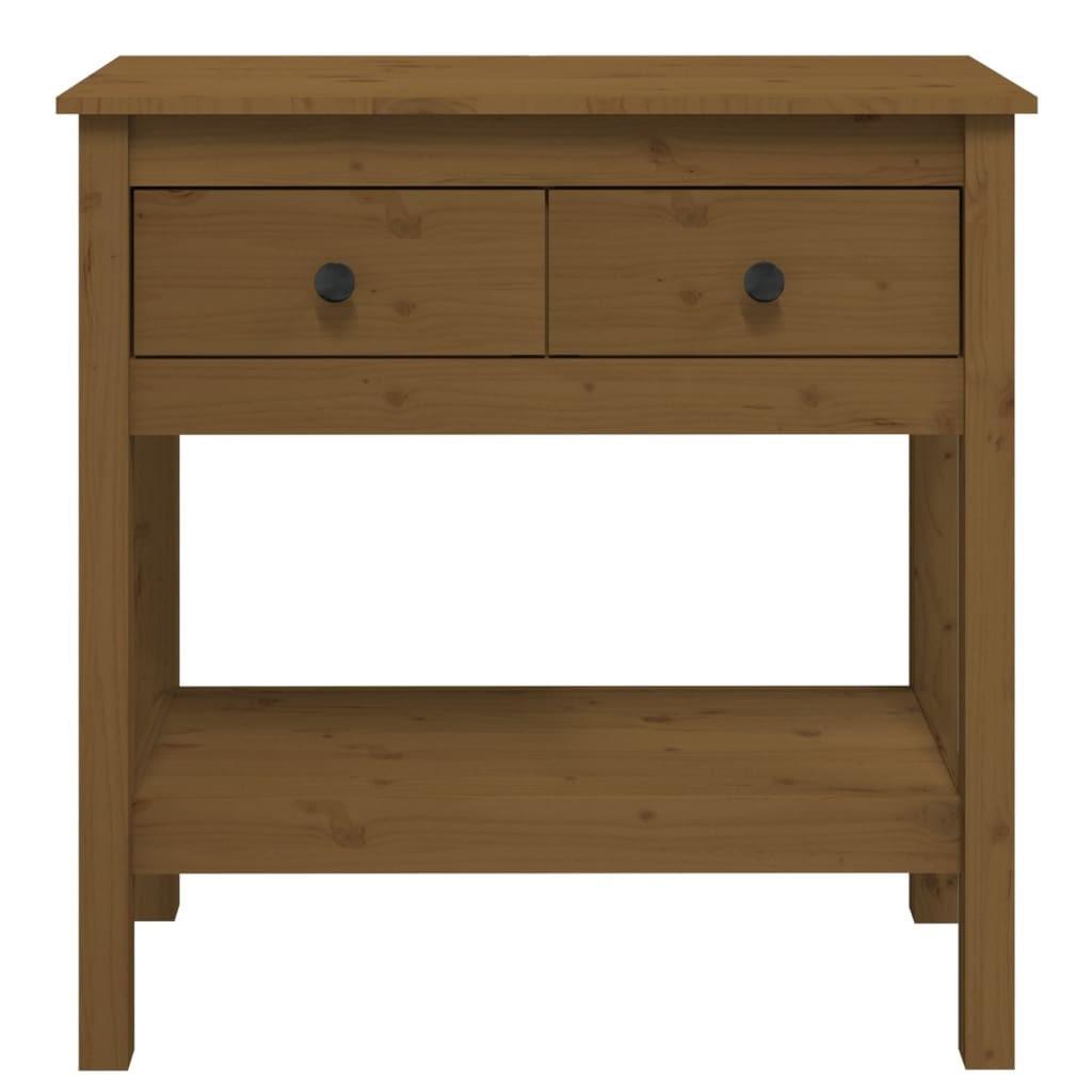 Konsolbord 75x35x75 cm massivt fyrretræ gyldenbrun