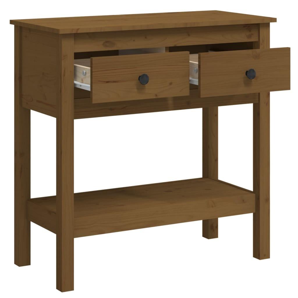 Konsolbord 75x35x75 cm massivt fyrretræ gyldenbrun
