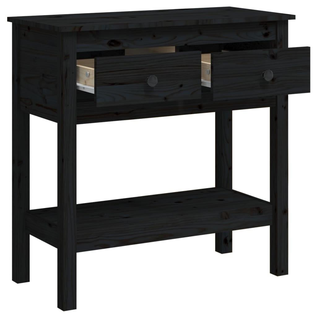 Konsolbord 75x35x75 cm massivt fyrretræ sort