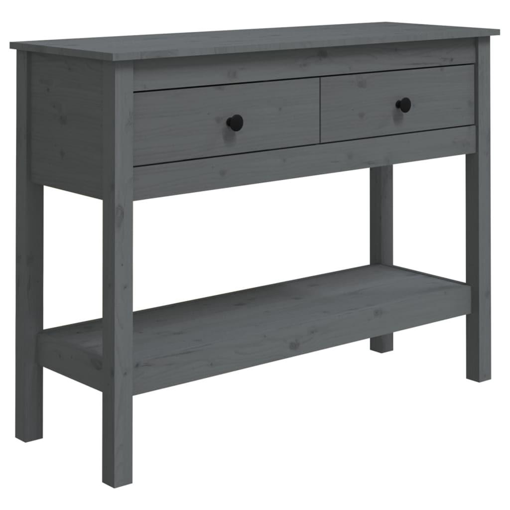 Konsolbord 100x35x75 cm massivt fyrretræ grå