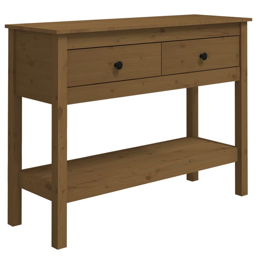 Konsolbord 100x35x75 cm massivt fyrretræ gyldenbrun