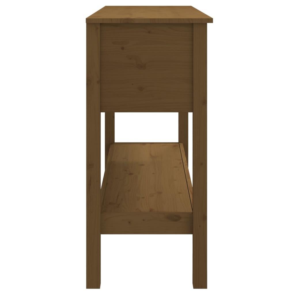 Konsolbord 100x35x75 cm massivt fyrretræ gyldenbrun