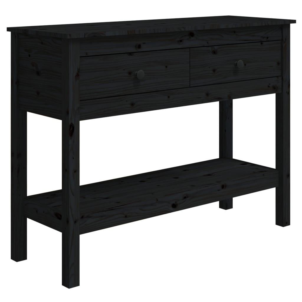 Konsolbord 100x35x75 cm massivt fyrretræ sort