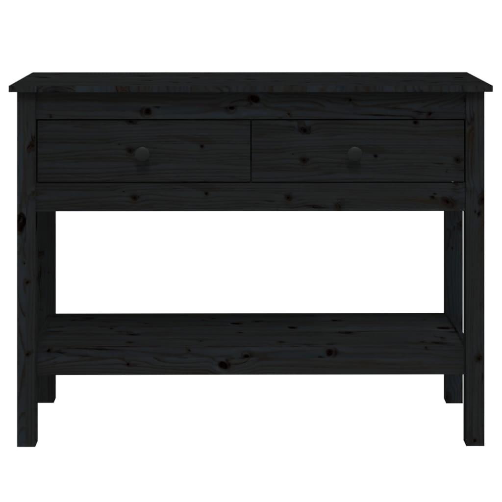 Konsolbord 100x35x75 cm massivt fyrretræ sort