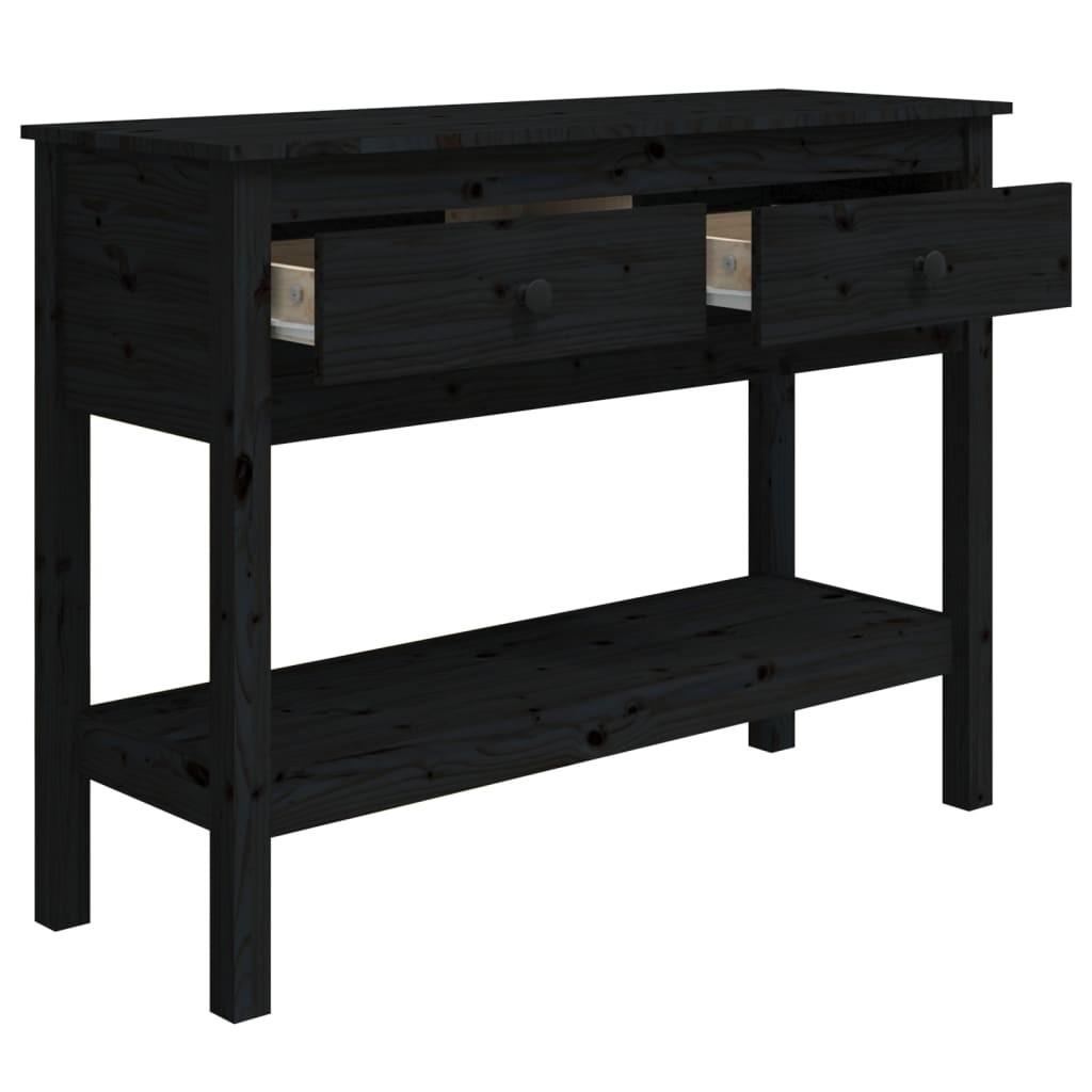 Konsolbord 100x35x75 cm massivt fyrretræ sort