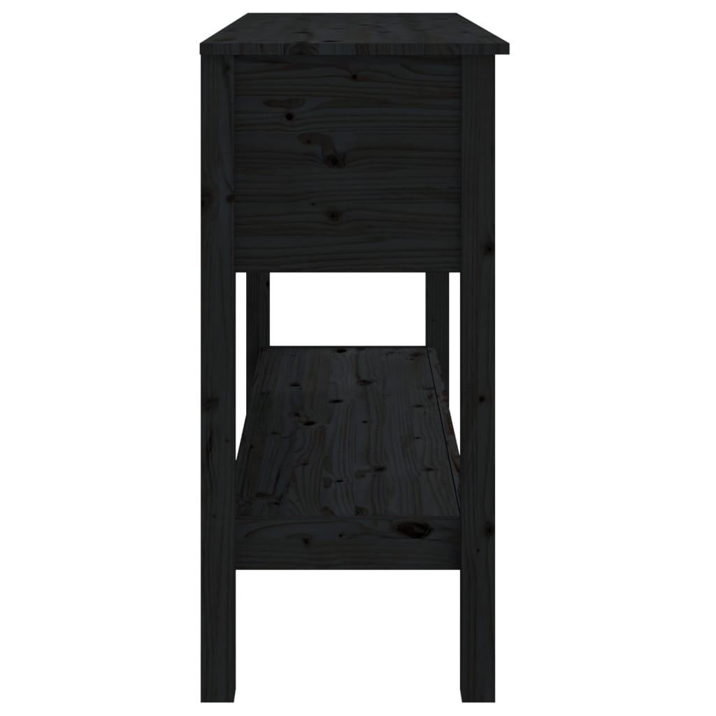 Konsolbord 100x35x75 cm massivt fyrretræ sort