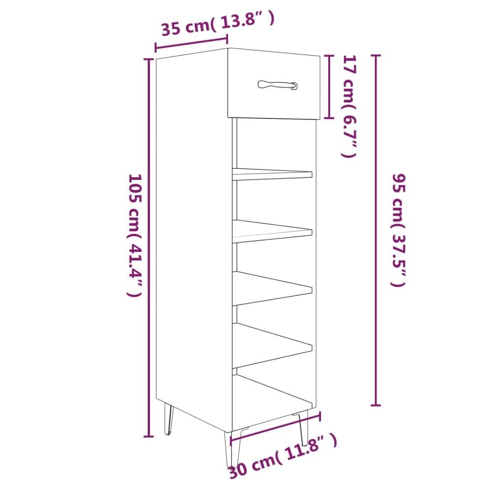 Skoreol 30x35x105 cm konstrueret træ hvid