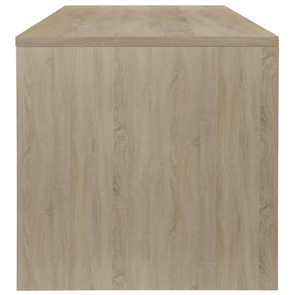 Sofabord 100x40x40 cm konstrueret træ hvid og sonoma-eg