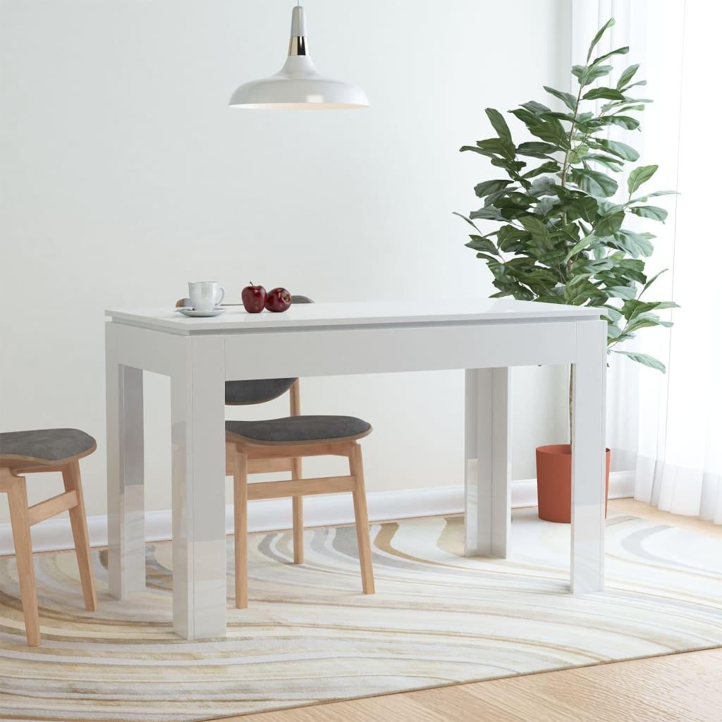 Spisebord 120x60x76 cm konstrueret træ hvid højglans