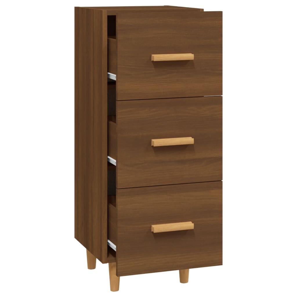 Skænk 34,5x34x90 cm konstrueret træ brun egetræsfarve