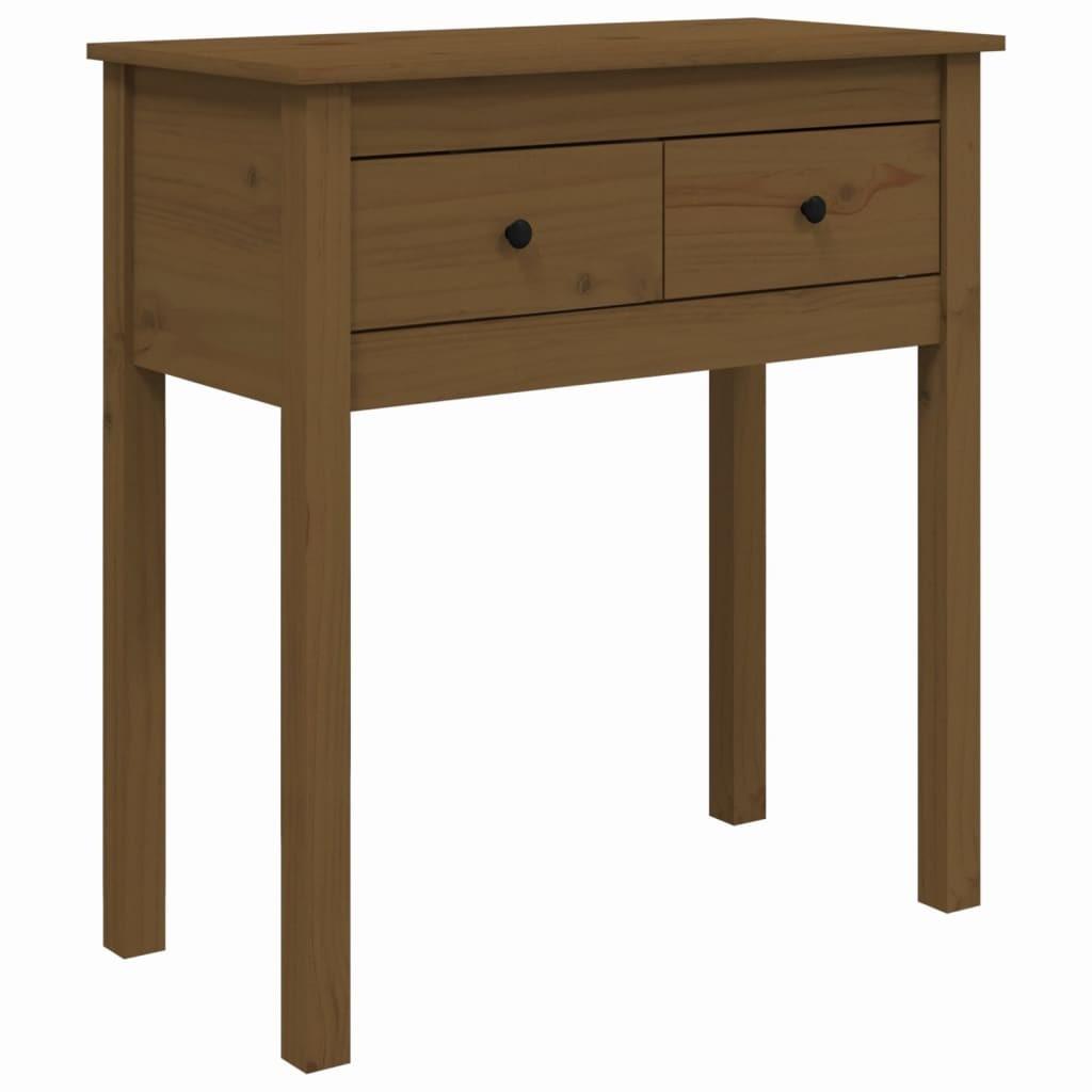 Konsolbord 70x35x75 cm massivt fyrretræ gyldenbrun