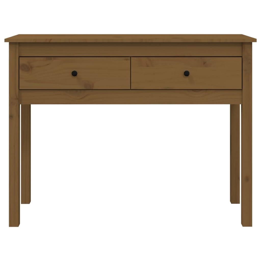 Konsolbord 100x35x75 cm massivt fyrretræ gyldenbrun