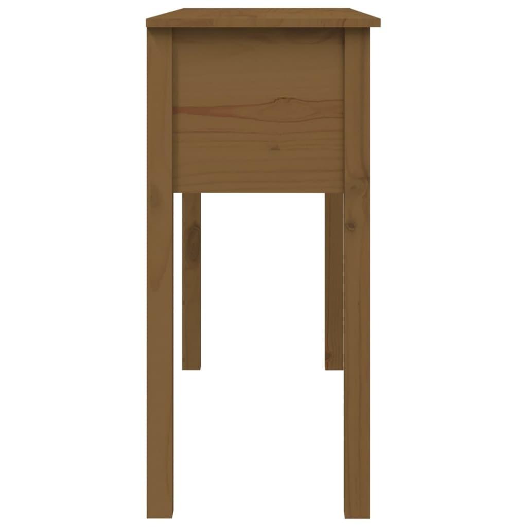 Konsolbord 100x35x75 cm massivt fyrretræ gyldenbrun