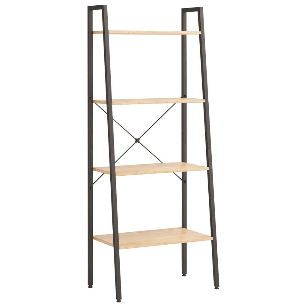 Stigereol med 4 hylder 56x35x140 cm lysebrun og sort