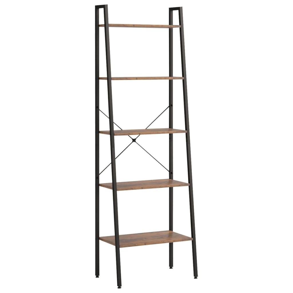 Stigereol med 5 hylder 56x35x174 cm mørkebrun og sort