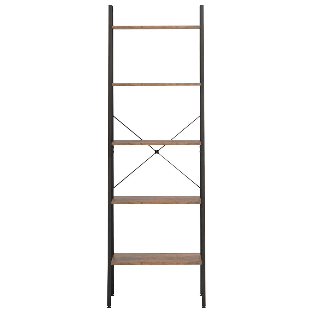 Stigereol med 5 hylder 56x35x174 cm mørkebrun og sort