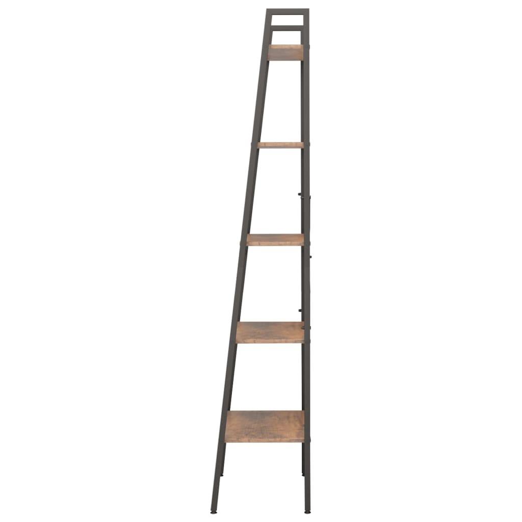 Stigereol med 5 hylder 56x35x174 cm mørkebrun og sort