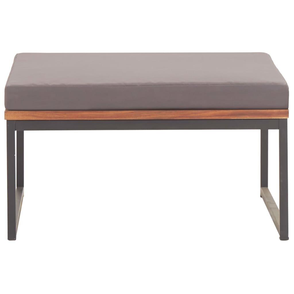 Fodskammel med hynde 66x66x36 cm massivt akacietræ mørkegrå