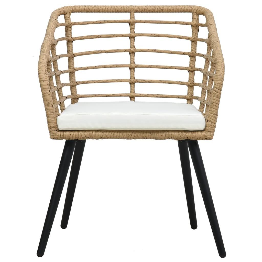 Havestole med hynder 2 stk. polyrattan egetræsfarve