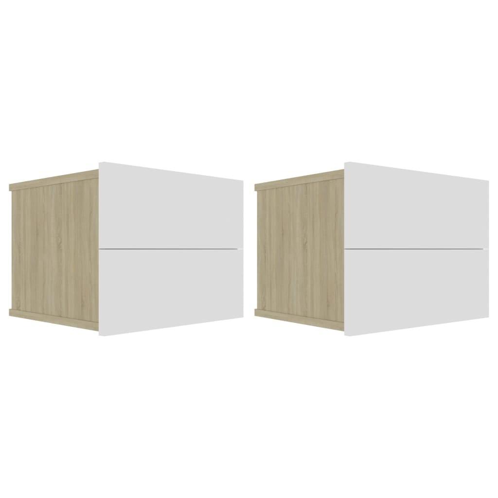 Sengeskabe 2 stk. 40x30x30 cm konstrueret træ hvid sonoma-eg