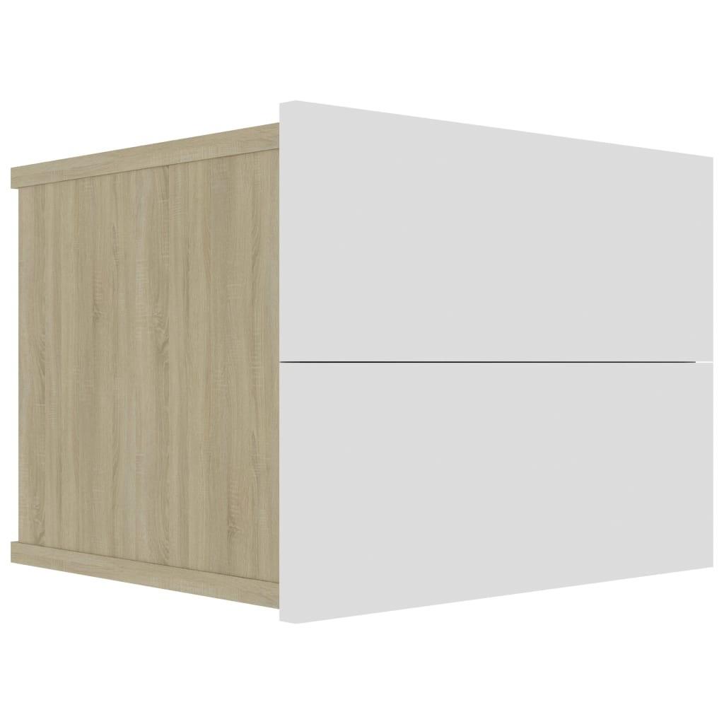 Sengeskabe 2 stk. 40x30x30 cm konstrueret træ hvid sonoma-eg