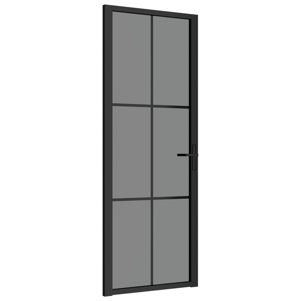 Dør 76x201,5 cm sikkerhedsglas og aluminium sort