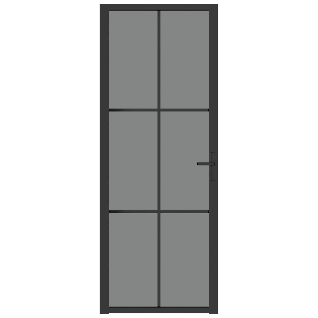 Dør 76x201,5 cm sikkerhedsglas og aluminium sort