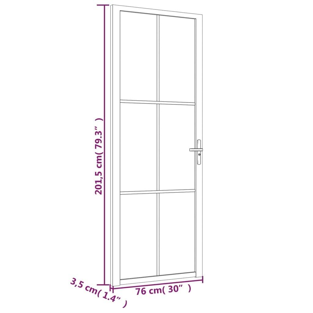 Dør 76x201,5 cm sikkerhedsglas og aluminium sort
