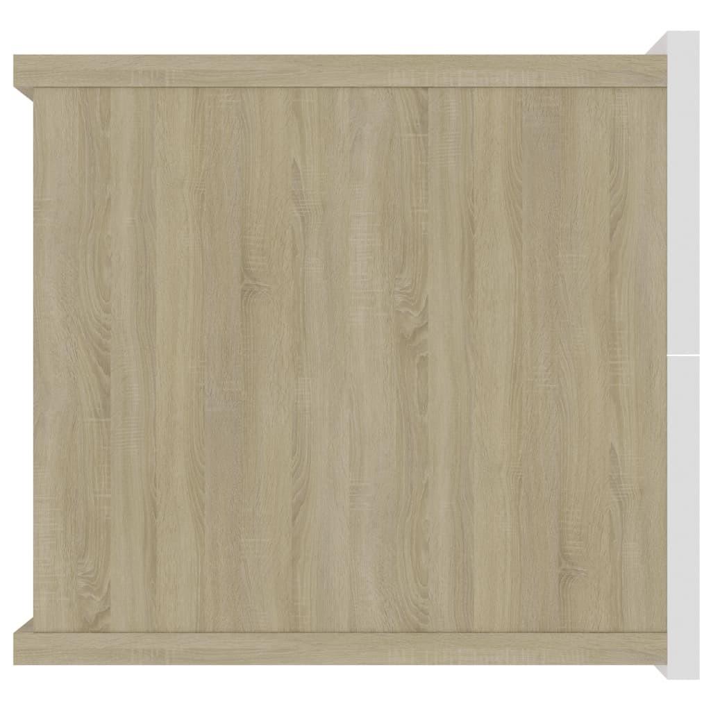 Sengeskabe 2 stk. 40x30x30 cm konstrueret træ hvid sonoma-eg