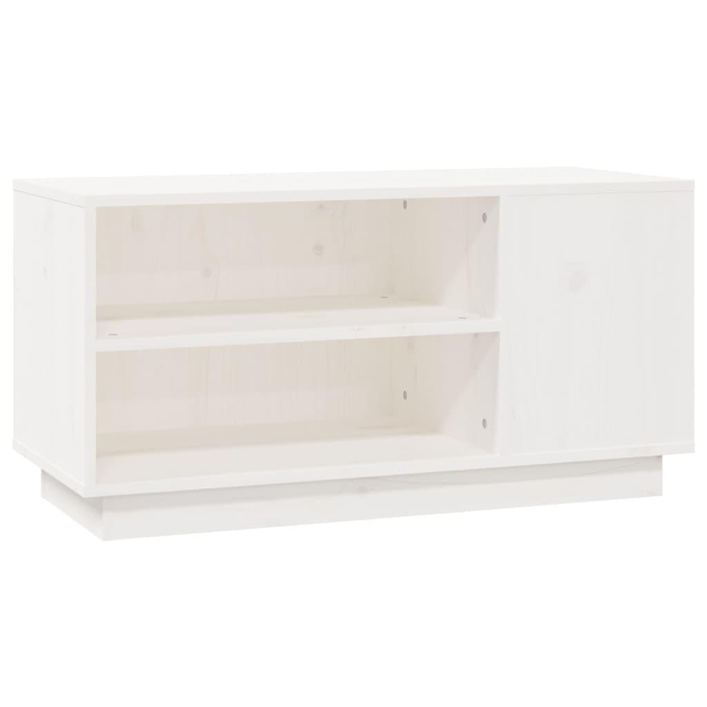Tv-bord 80x35x40,5 cm massivt fyrretræ hvid