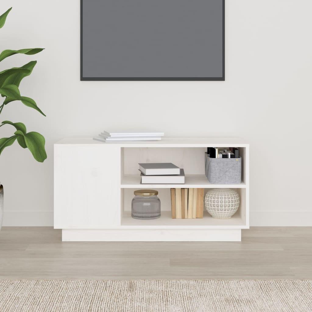 Tv-bord 80x35x40,5 cm massivt fyrretræ hvid