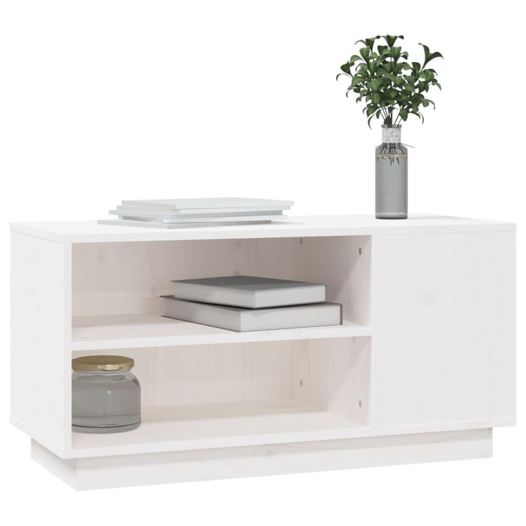 Tv-bord 80x35x40,5 cm massivt fyrretræ hvid