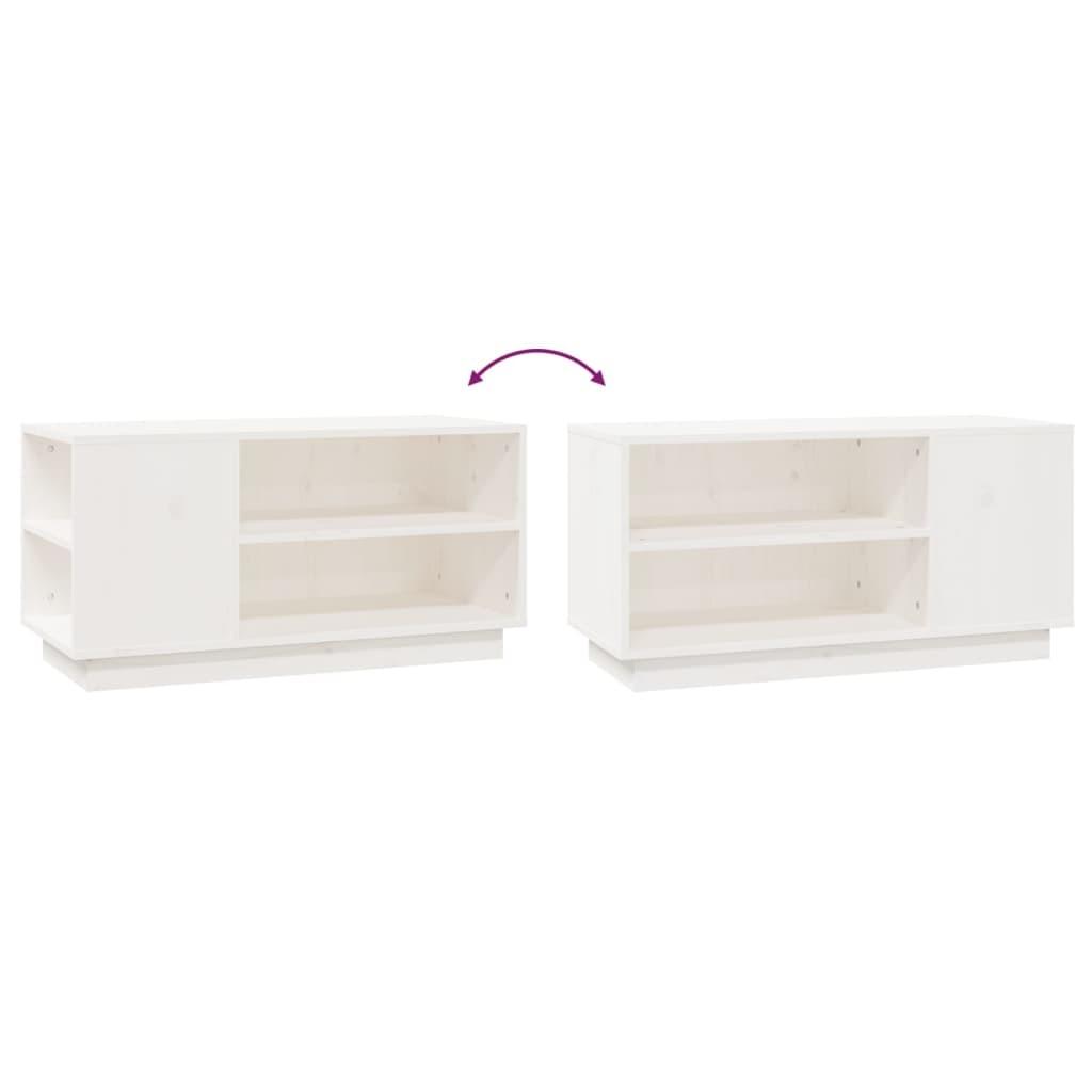 Tv-bord 80x35x40,5 cm massivt fyrretræ hvid