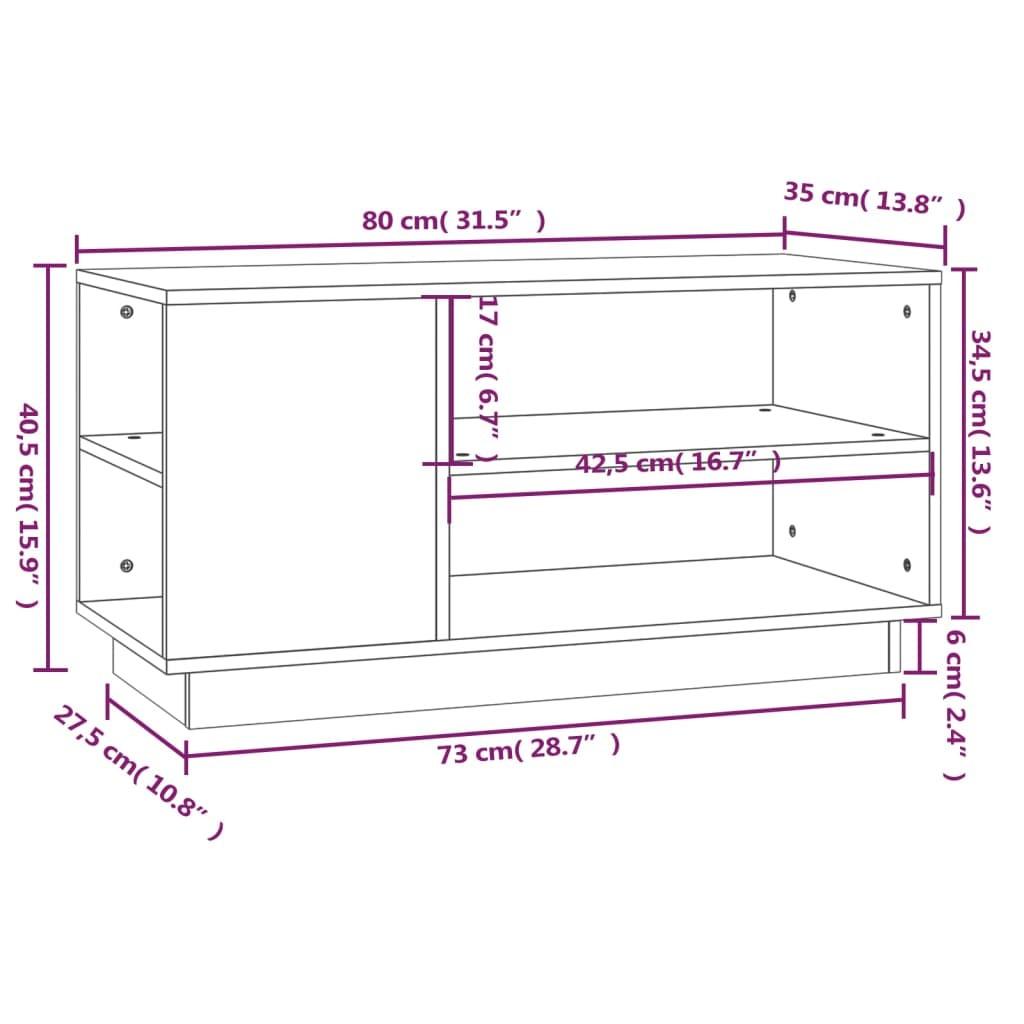 Tv-bord 80x35x40,5 cm massivt fyrretræ hvid