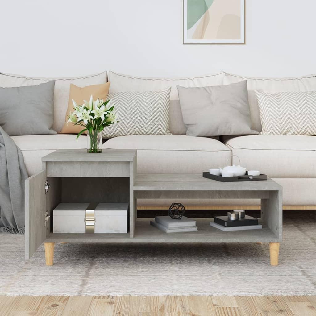Sofabord 100x50x45 cm konstrueret træ betongrå