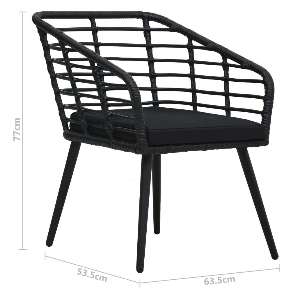 Bistrosæt 3 dele polyrattan sort