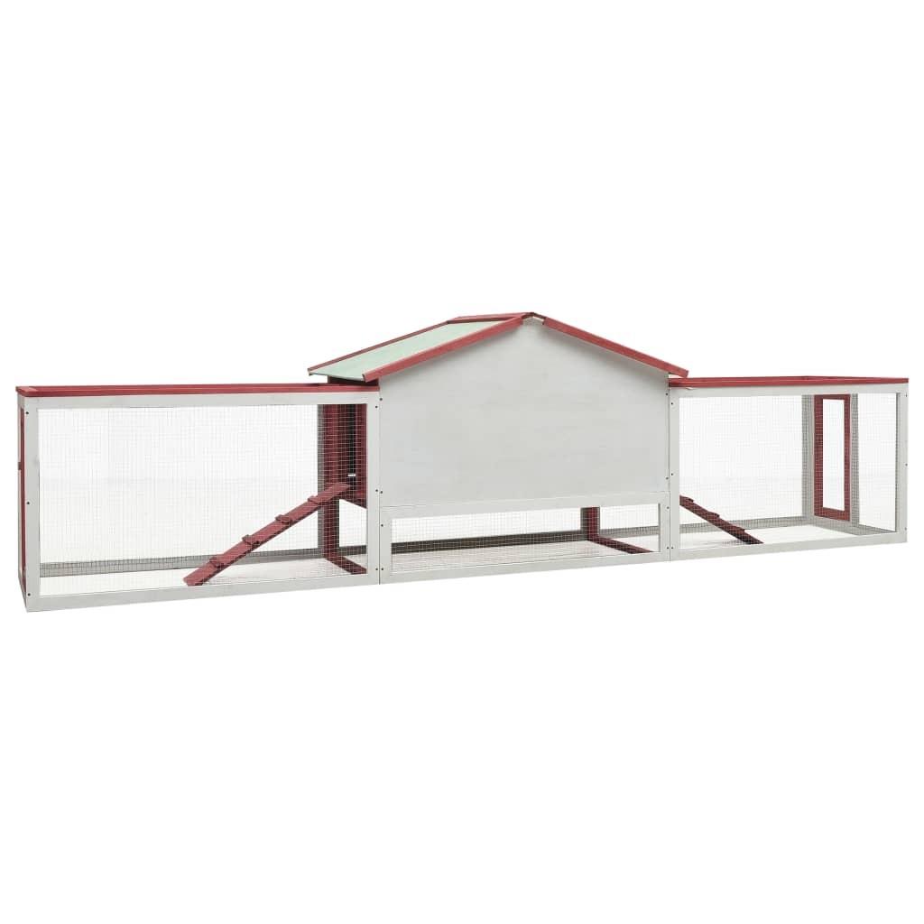 Kaninbur 310x70x87 cm massivt fyrretræ og grantræ rød
