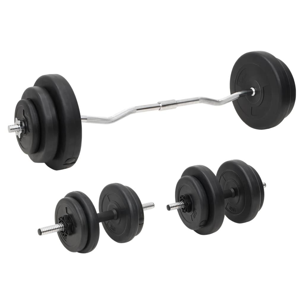 Vægtstang og håndvægt med skiver 60 kg