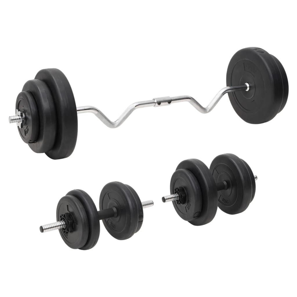 Curl-vægtstang og håndvægt med skiver 60 kg