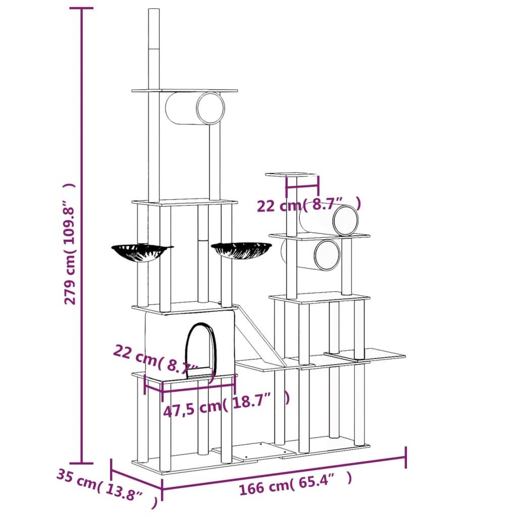 Kradsetræ med sisalstolper 279 cm cremefarvet