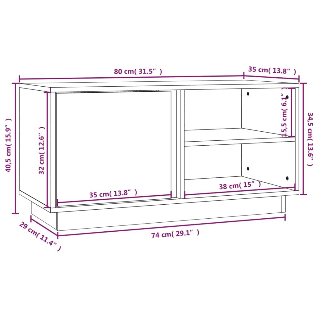 Tv-bord 80x35x40,5 cm massivt fyrretræ grå