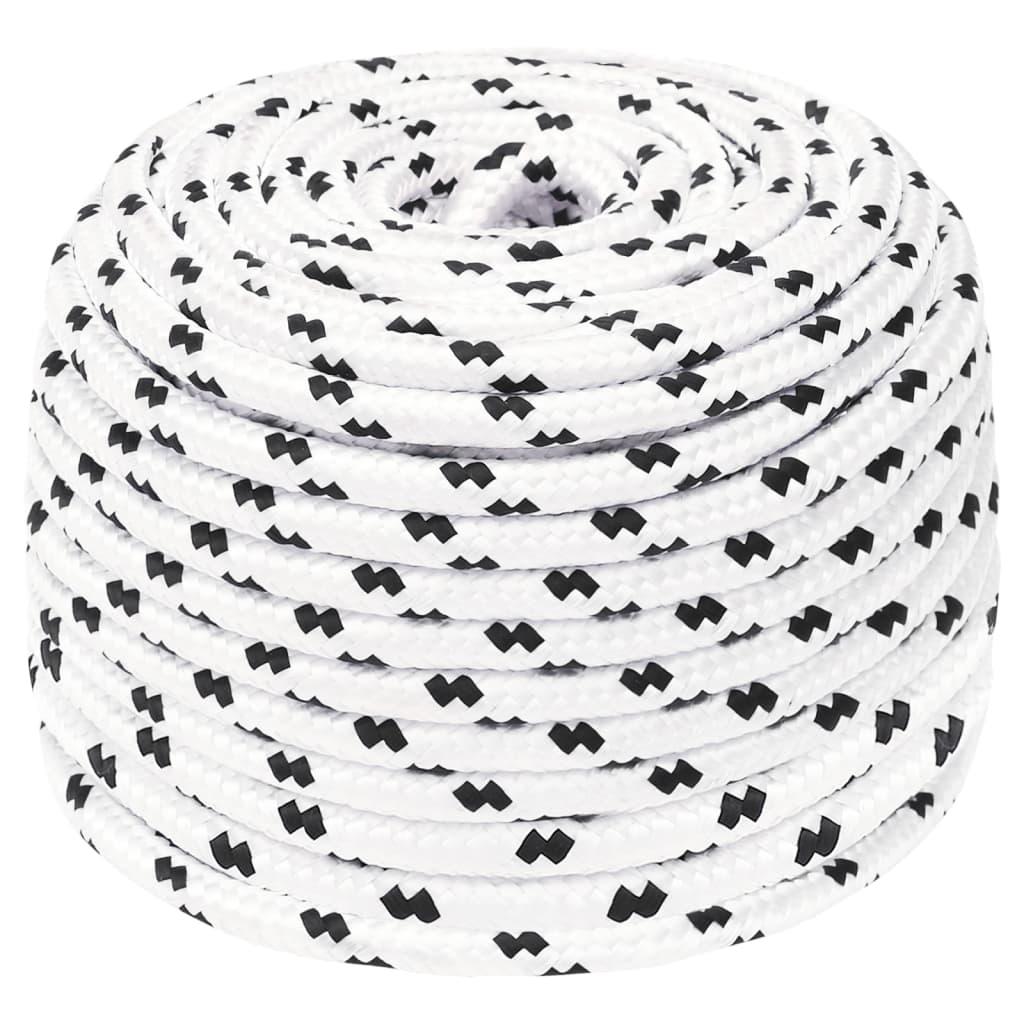 Flettet tovværk 6 mm x 25 m polyester hvid