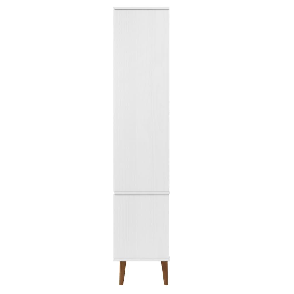Vitrineskab MOLDE 90x35x175 cm massivt fyrretræ hvid