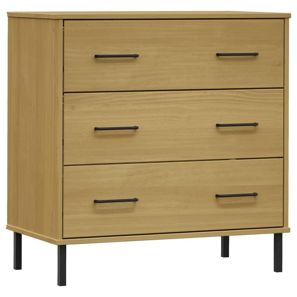 Skænk med 3 skuffer OSLO 77x40x79,5 cm massivt træ brun