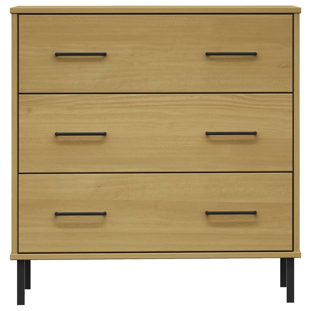 Skænk med 3 skuffer OSLO 77x40x79,5 cm massivt træ brun